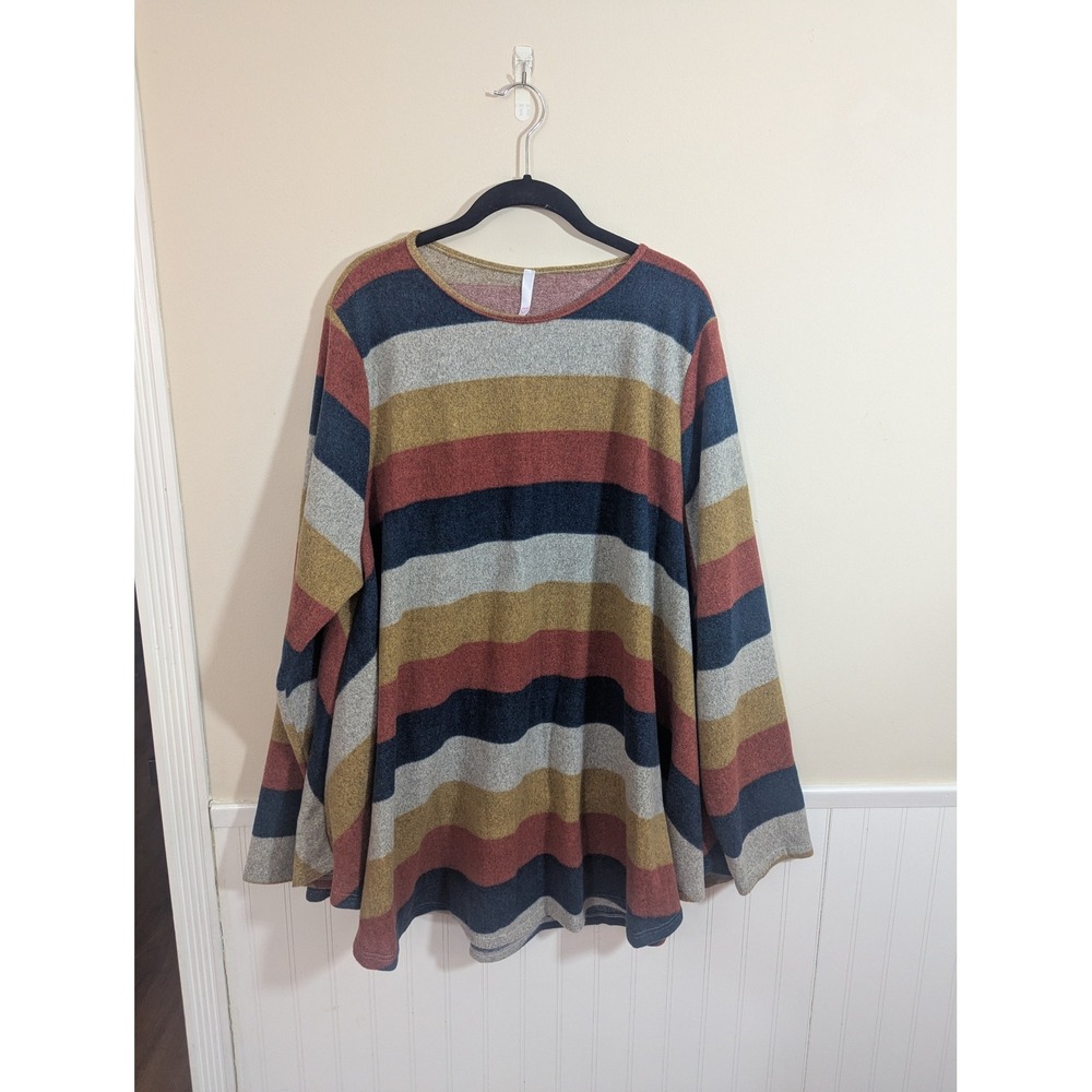 Multi Color Striped Flared Knit‎ Tunic Top 4XL Style 1010R Made in USA